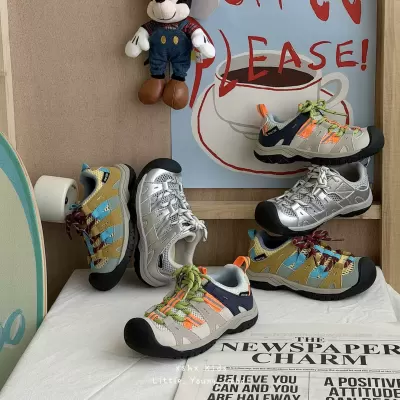 XSHX Kids Hiking Sneakers with Toe Cap Velcro Breathable Mesh for Summer