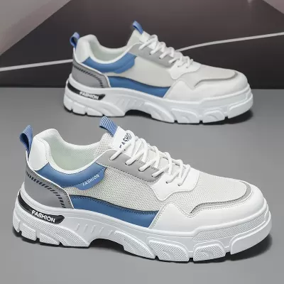 Work Board Shoes Men 2026 Spring Mesh Breathable Casual Thick Sole Martin Boots Men