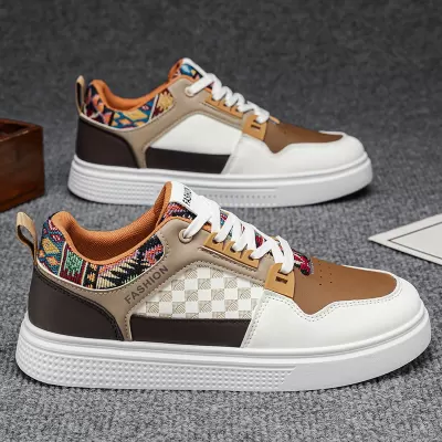 Spring Ethnic Patchwork Breathable Casual Board Shoes Men Soft Sole Anti-Slip Retro Low Top · YANYAN China shoe factory