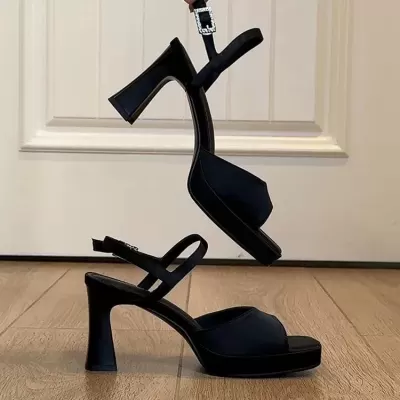 Women's High Heel Sandals 2026 Summer Square Toe Platform Thick Heel Roman · YANYAN China shoe factory