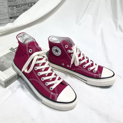 1970s Canvas Shoes Men High Top Bright Oil Vintage Korean Student Sneakers · YANYAN China shoe factory