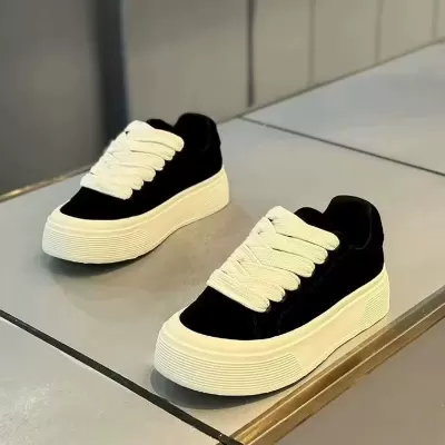 Men's Summer 2026 Breathable Casual Board Shoes Unique Thick Sole Heightening Black Sneakers Model 2040