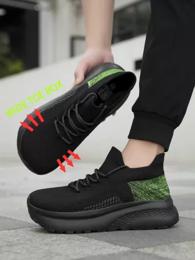 Unisex Flyknit Wide Toe Box Running Shoes Spring Autumn Breathable Casual