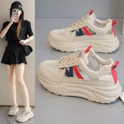 Women's Hollow Chunky Sneakers Summer, Mesh Breathable Student Sandals Casual · YANYAN China shoe factory