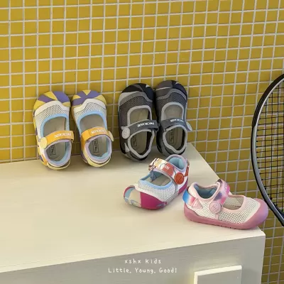 XSHX Orange Sea and芭乐 Pink Children's Mesh Shoes Toe Cap Anti-Kick Wide Head Anti-Slip Spring Summer Boys Girls · YANYAN China shoe factory