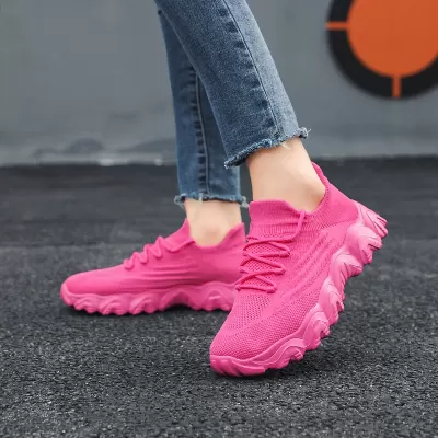 Export Size 41-42 Flyknit Casual Shoes Women Mesh Breathable Lightweight · YANYAN China shoe factory