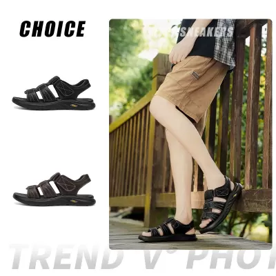 2026 Summer New Genuine Leather Sandals, Latex Soft Sole Beach Shoes, Non-slip Toe-open Leather