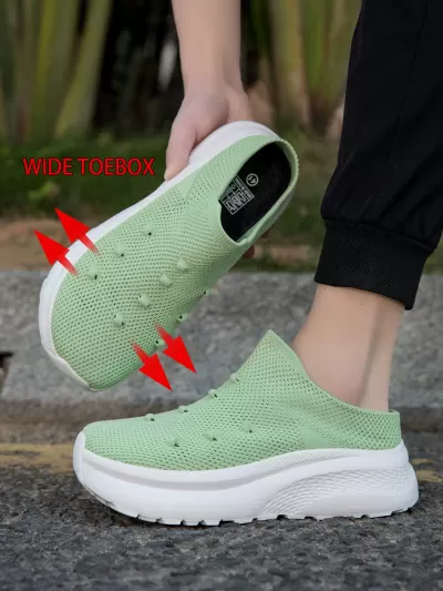 Summer 4E Wide Toe Box Flyknit Sock Shoes Half Shoes for Fat Feet Unisex