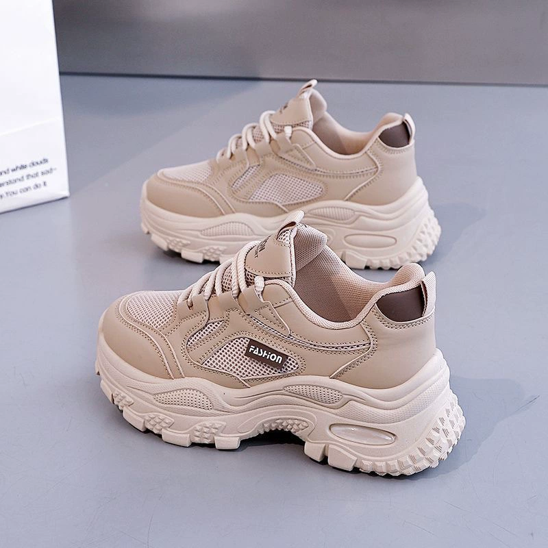 Zapatillas de malla transpirable para mujer Verano, suela gruesa coreana aumento altura suave