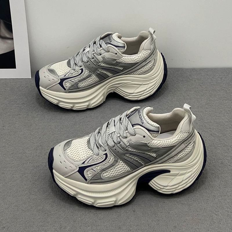 Sneakers chunky femme printemps 2026, plateforme semelle épaisse surélévation mesh