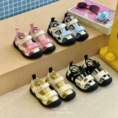 XSHX Lightweight Functional Children's Spring Summer Boys Girls Sports Sandals Anti-Slip Toe Cap Anti-Kick Breathable