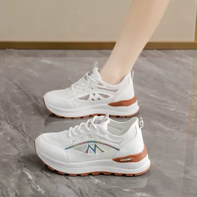 Women's Mesh White Sneakers Summer, Korean Thick Sole Height Increase Chunky Casual · YANYAN China shoe factory