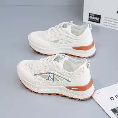Women's Summer Mesh White Sneakers Thick Sole Height Increase Casual Sports Shoes · YANYAN China shoe factory
