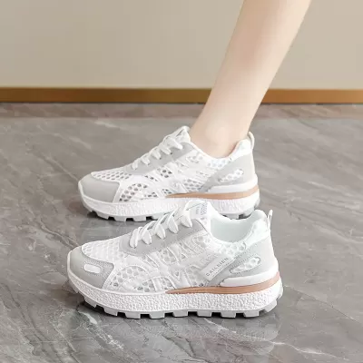 Women's Chunky Sneakers 2026 Summer Breathable Mesh Height Increase Casual Sports Shoes · YANYAN China shoe factory