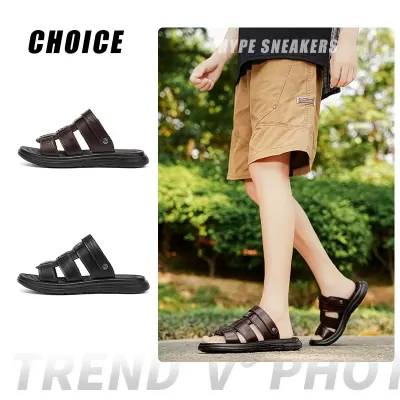 Non-slip Casual Summer Automatic Buckle Men's Sandals, Middle-aged Father Style · YANYAN China shoe factory