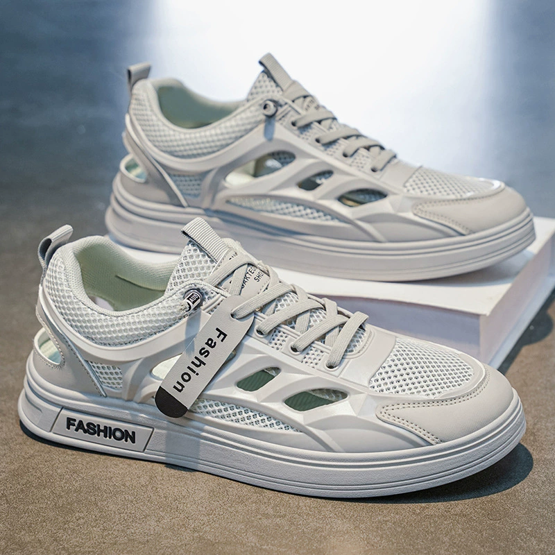 Chaussures bateau homme été blanches ajourées respirantes décontractées chaussures d'eau étudiant sandales modèle 2058