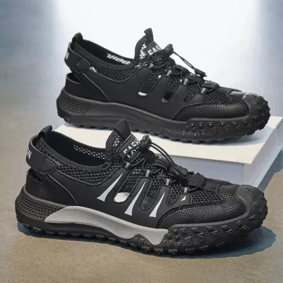 2026 Summer New Mesh Hollow Sandals Soft Sole Breathable Beach Shoes Casual Men's · YANYAN China shoe factory