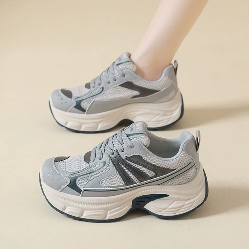 Chaussures compensées pour femme printemps 2026 plateforme montantes mesh respirant casual