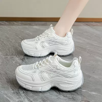 Women's Chunky Sneakers 2026 Summer Mesh Breathable Soft Sole Height Increase Casual Shoes · YANYAN China shoe factory