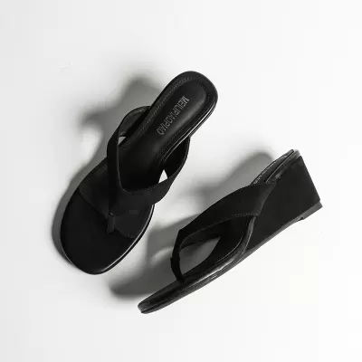 Soft Leather Women's High Heel Thong Sandals Summer Height Increase Comfort · YANYAN China shoe factory