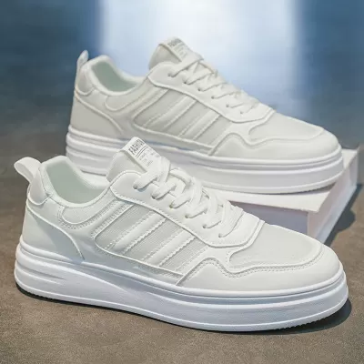Men's Summer 2026 Youth Casual Board Shoes Thick Sole Mesh Breathable Student White Sneakers Model 2063 · YANYAN China shoe factory