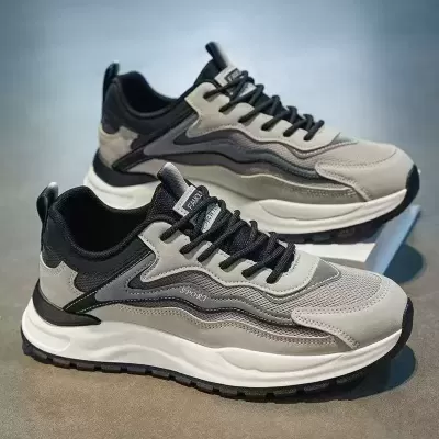 Men's Summer Breathable Mesh Casual Running Shoes Travel Heightening Youth Dad Sneakers Model 2064 · YANYAN China shoe factory