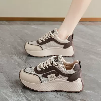 Women's Chunky Sneakers Summer Mesh Height Increase Korean Style Casual Sports Shoes · YANYAN China shoe factory