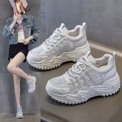 Petite Women's Summer Chunky Sneakers Breathable Mesh Thick Sole Casual Shoes · YANYAN China shoe factory