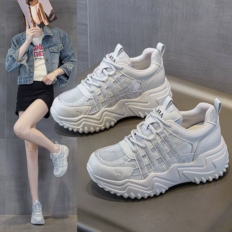 Zapatillas Chunky para mujer petite verano, malla transpirable, suela gruesa, zapatos casuales