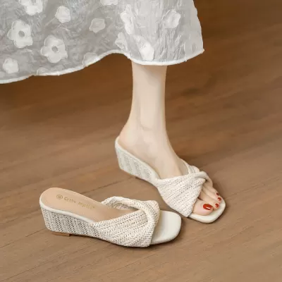Women's Wedge Slippers Summer 2026 New Style Heel Sandals for Dresses · YANYAN China shoe factory