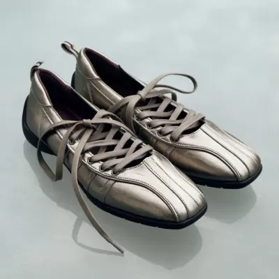 Women's Summer Tech Lace Up Mary Janes 2026 Casual Ballet Square Toe Flats · YANYAN China shoe factory