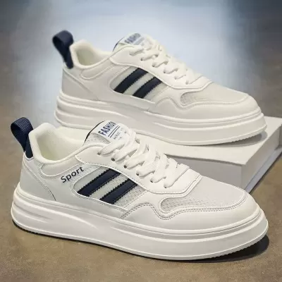 Men's Summer 2026 Youth Casual Board Shoes Thick Sole Mesh Breathable Student White Sneakers Model 2079 · YANYAN China shoe factory