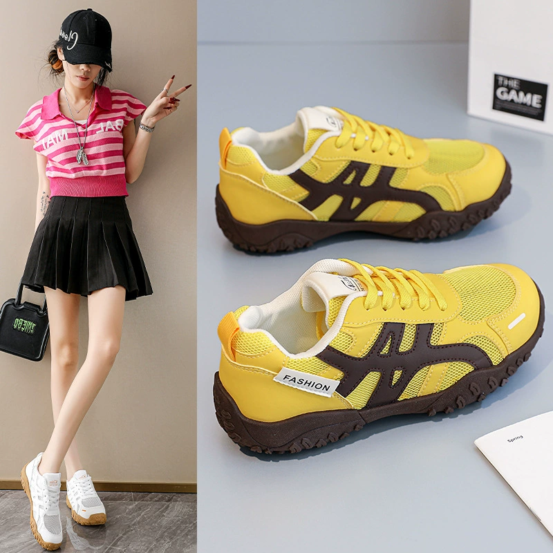 Women's Summer Breathable Mesh German Trainer Shoes Korean Style Thick Sole Casual Dad Shoes