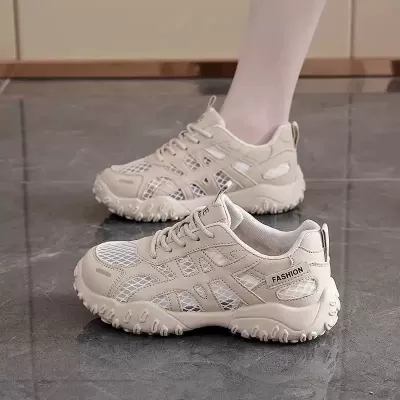 Chaussures de running compensées mesh respirant pour femme été style coréen semelle épaisse montantes · YANYAN China shoe factory