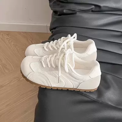 Women's Summer Retro German Trainer Shoes 2026 White Korean Style Breathable Casual Sneakers · YANYAN China shoe factory