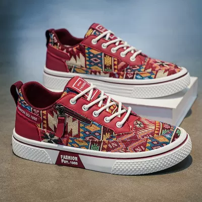 Men's Summer Casual Printed Canvas Shoes Lightweight Soft Sole Skateboarding Sneakers · YANYAN China shoe factory