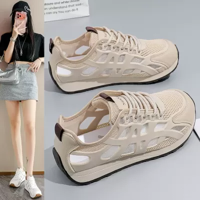 Women's Summer Soft Lightweight Mesh Breathable Sneakers Thin White Casual Dad Shoes · YANYAN China shoe factory