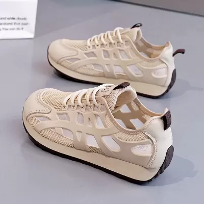 Women's Summer Soft Lightweight Mesh Breathable Sneakers Thin White Casual Dad Shoes · YANYAN China shoe factory