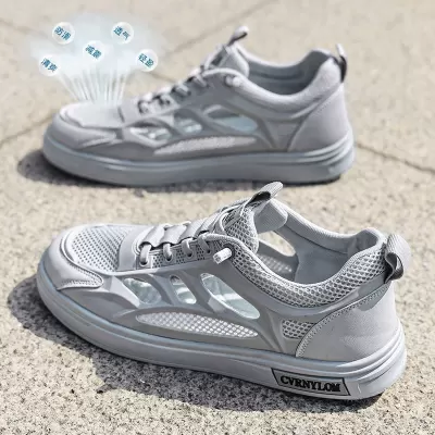 Men's Casual Board Shoes 2026 Summer New Outdoor Mesh Hollow Breathable Sandals Fashion Lightweight Casual · YANYAN China shoe factory