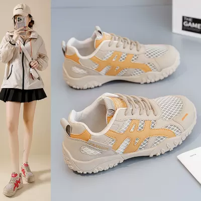 Women's Mesh Breathable Chunky Sneakers 2026 Korean Style Thick Sole Height Increase Running Shoes · YANYAN China shoe factory