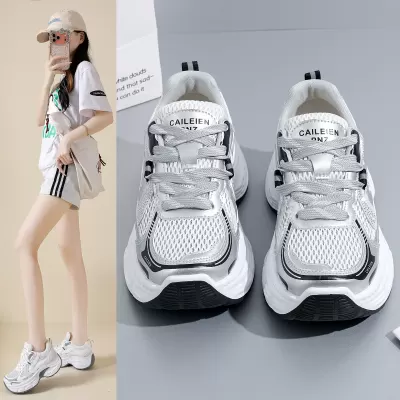 Women's Summer Chunky Sneakers 2026 Korean Style Petite Height Increase Casual Sports Shoes · YANYAN China shoe factory