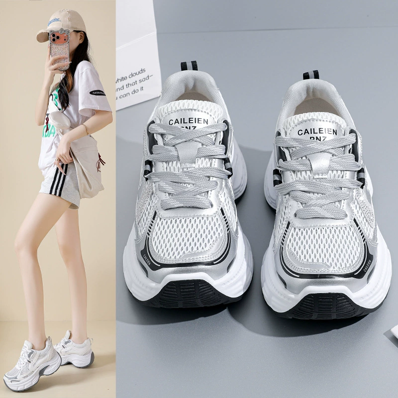 Women's Summer Chunky Sneakers 2026 Korean Style Petite Height Increase Casual Sports Shoes