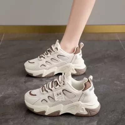 Women's Spring Autumn Mesh Breathable Chunky Sneakers 2026 Thick Sole Height Increase Casual Shoes · YANYAN China shoe factory