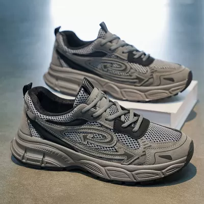 Men's 2026 Summer Dad Shoes Grey Thick Sole Heightening Retro Outdoor Sneakers · YANYAN China shoe factory