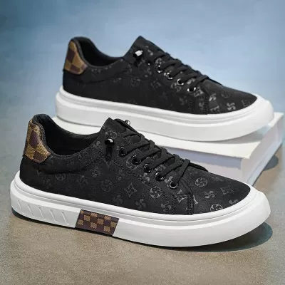 Men's Summer Breathable Canvas Shoes Slip-On Casual Flat Shoes Black Work Sneakers · YANYAN China shoe factory