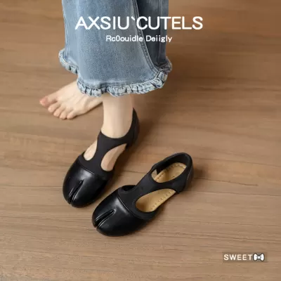 Women's 2026 Summer Retro Soft Leather Split Toe Ballet Flats Mary Jane Shoes · YANYAN China shoe factory