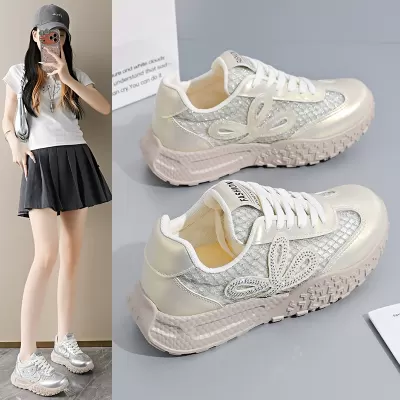 Women's Summer Breathable German Trainer Shoes Korean Style Thick Sole Thin Casual Dad Shoes · YANYAN China shoe factory