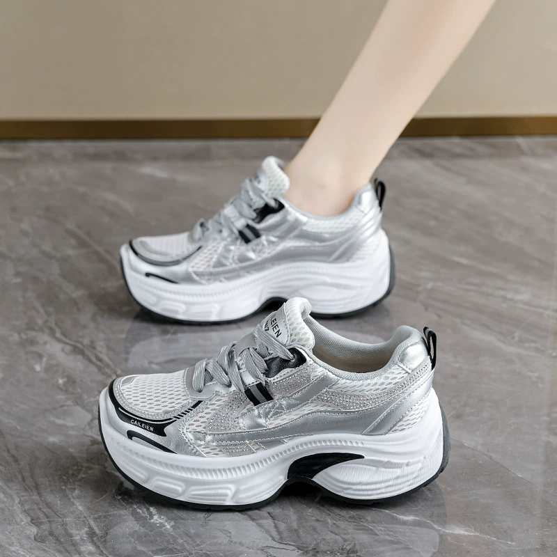 2026 Summer Women's Thick Sole Dad Sneakers, Korean Style Height Increasing Casual Shoes