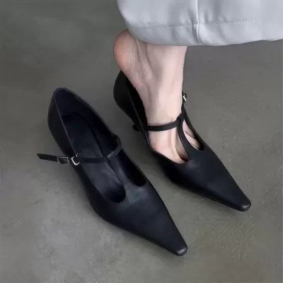 Chuyuji French Pointed Toe Mary Jane Pumps Women Elegant Office Classic Heel Dress Shoes · YANYAN China shoe factory