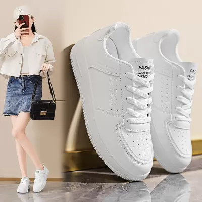 Fall 2024 Women's Breathable White Sneakers, Korean Style Thick Sole Casual Shoes · YANYAN China shoe factory